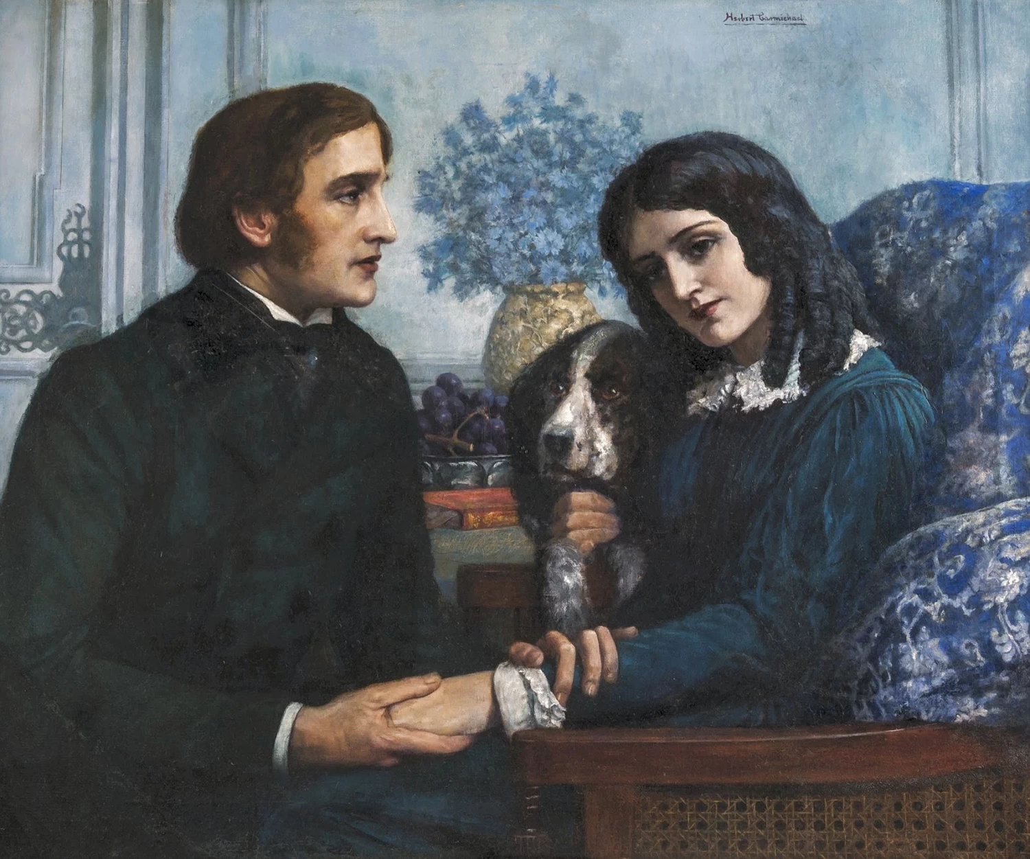 Herbert Schmalz - Robert Browning visita Elizabeth Barrett a Wimpole Street